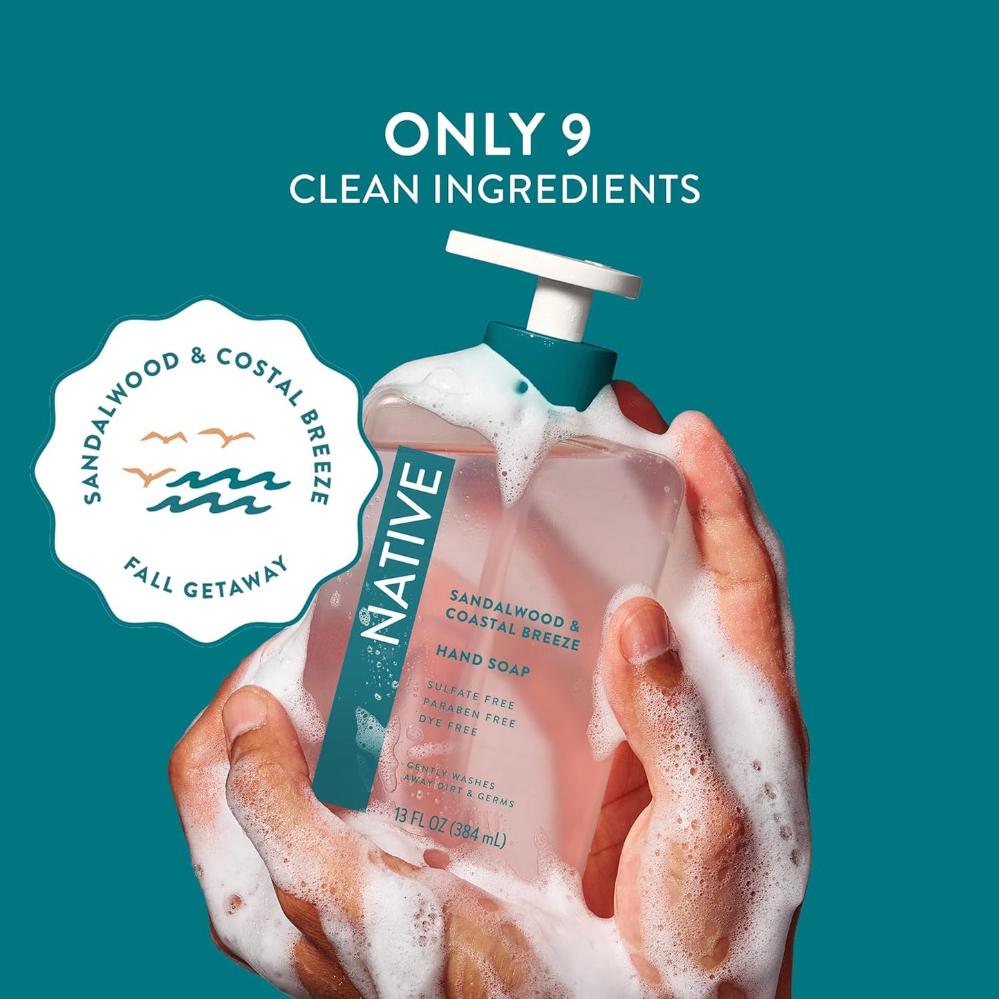 Native Liquid Hand Soap, Toasted Vanilla & Honey Scent, Non-Drying Formula for Soft, Smooth Hands, Made with Plant-Based Cleansers, Sulfate & Paraben Free, 13 oz Bottle