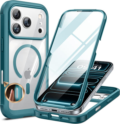 miracase for iPhone 17e Case & iPhone 16e Case, Full-Body Phone with Built-in Glass Screen Protector, [Magnetic with MagSafe] Military Drop Proof 17 E/ 16 E Cover Bumper 6.1 inch, Black