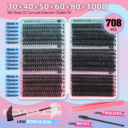 Lash Clusters Wispy 100D Eyelash Clusters 10-18mm Fluff Cluster Eyelash Extensions D Curl No Plastic Feel Individual Lashes Extension 204 Pcs Versatile False Eyelashes Clusters