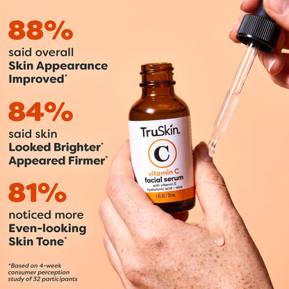 TruSkin Brightening Vitamin C Serum for Face with Hyaluronic Acid, 1 fl oz