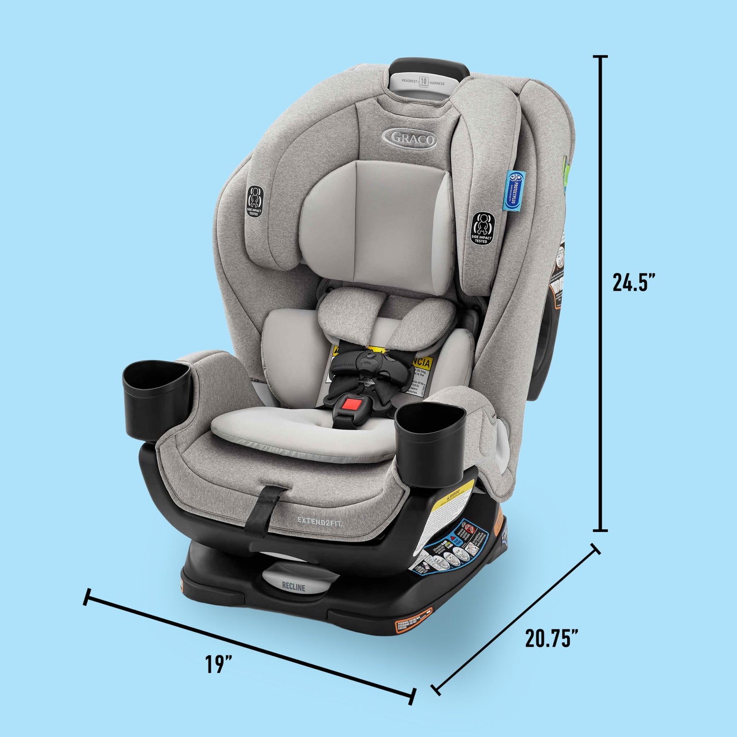 Graco Extend2Fit Convertible Car Seat, Rear and Forward Facing Car Seat with Adjustable Extension Panel for Extra Legroom, Great Gift for Baby Shower or Baby Registry, Redmond