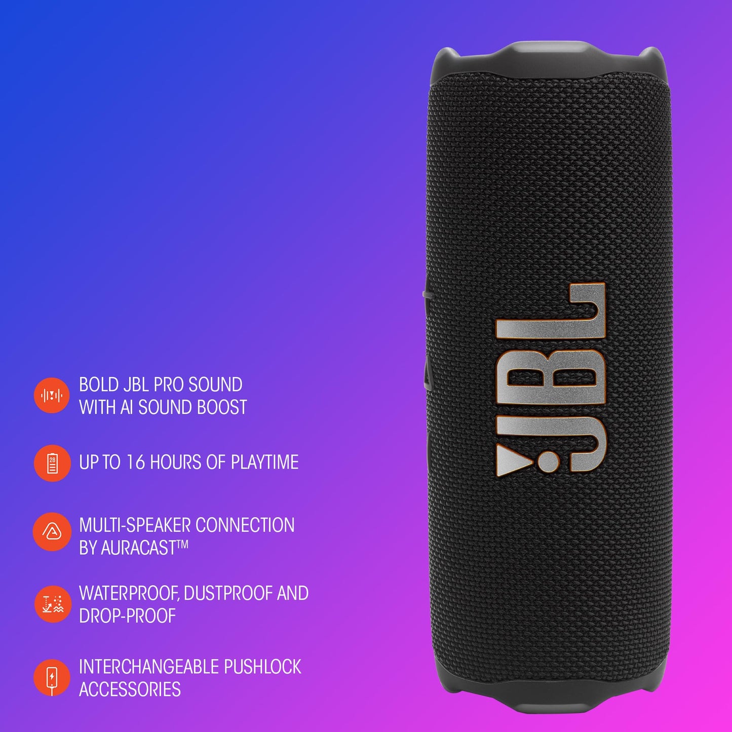 JBL Flip 7 Portable Bluetooth Speaker, Waterproof and Drop-Proof - Pink
