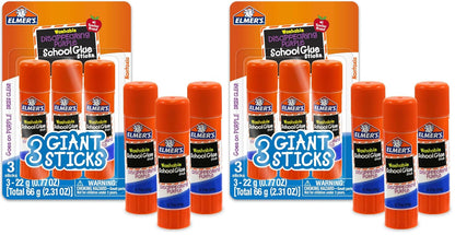 Elmer's Disappearing Purple School Glue Sticks, Washable, 22 Grams, 3 Count - Poster, Vision Board, Back to School Supplies, #1 Teacher Brand