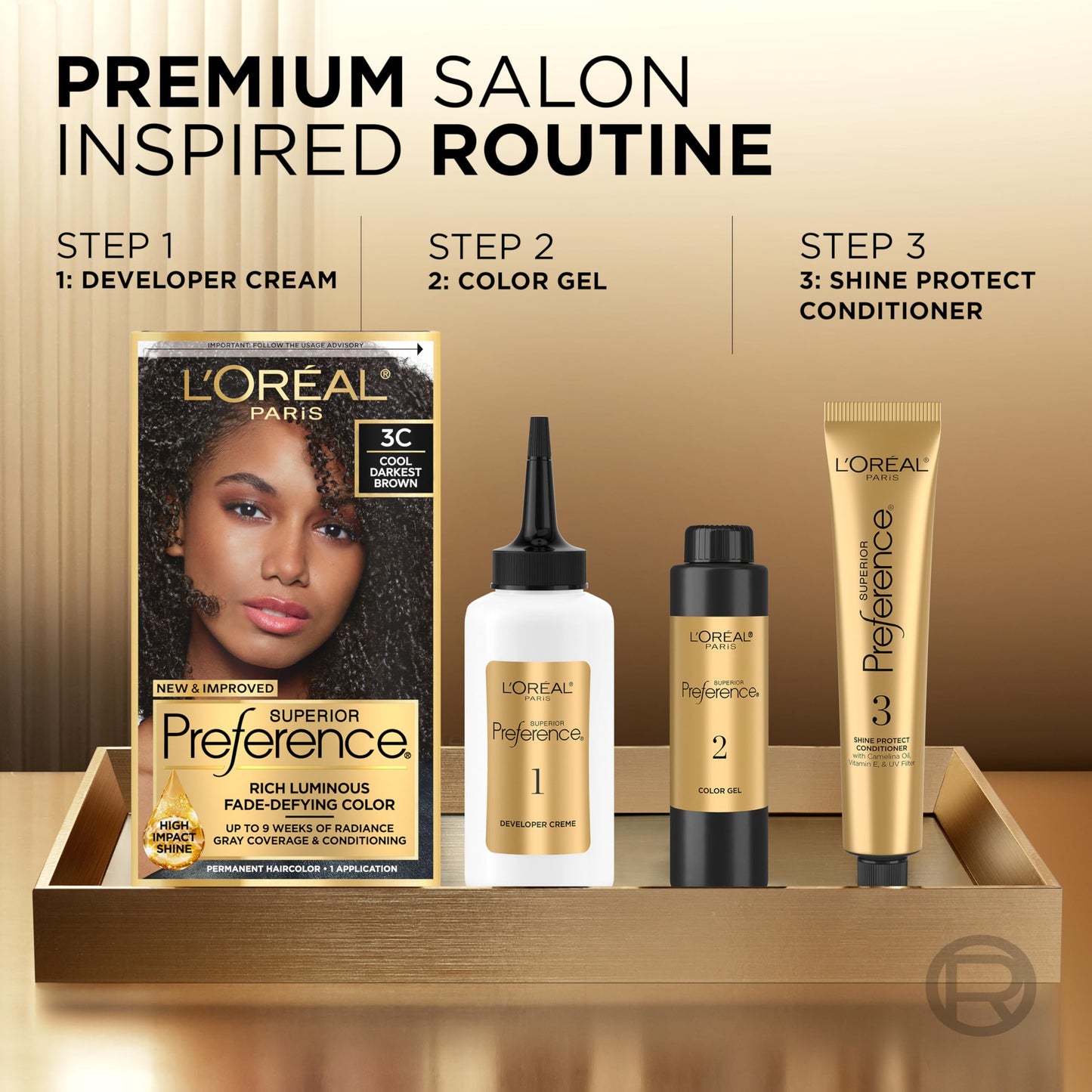 L'Oreal Paris Superior Preference Luminous Fade-Defying Permanent Hair Color, Hair Dye For Up to 9 Weeks of Radiance, Medium Brown 5, 1 Hair Dye Kit