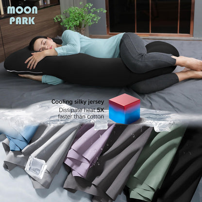 MOON PARK Pregnancy Pillows for Sleeping - U Shaped Full Body Maternity Pillow with Removable Cover - Support for Back, Legs, Belly, HIPS - 65 Inch - Aquamarine