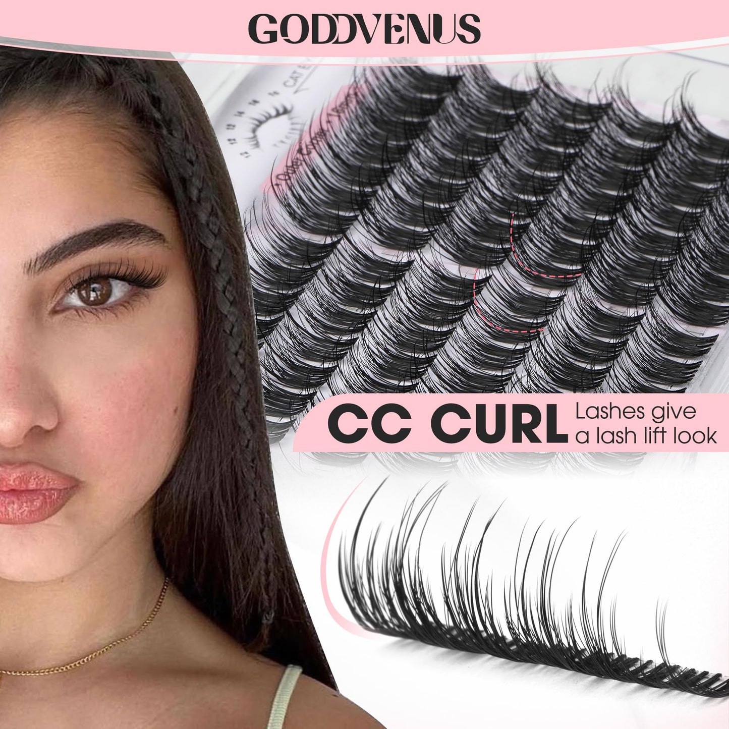 Goddvenus Brown Wispy Eye Lash Clusters Kit Natural Cluster Eyelash Extensions Kit False Eyelash Clusters Fluffy DIY Individual Lash Extensions Kit C Curl