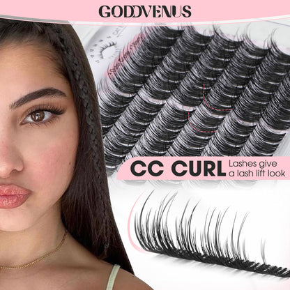 Goddvenus Brown Wispy Eye Lash Clusters Kit Natural Cluster Eyelash Extensions Kit False Eyelash Clusters Fluffy DIY Individual Lash Extensions Kit C Curl