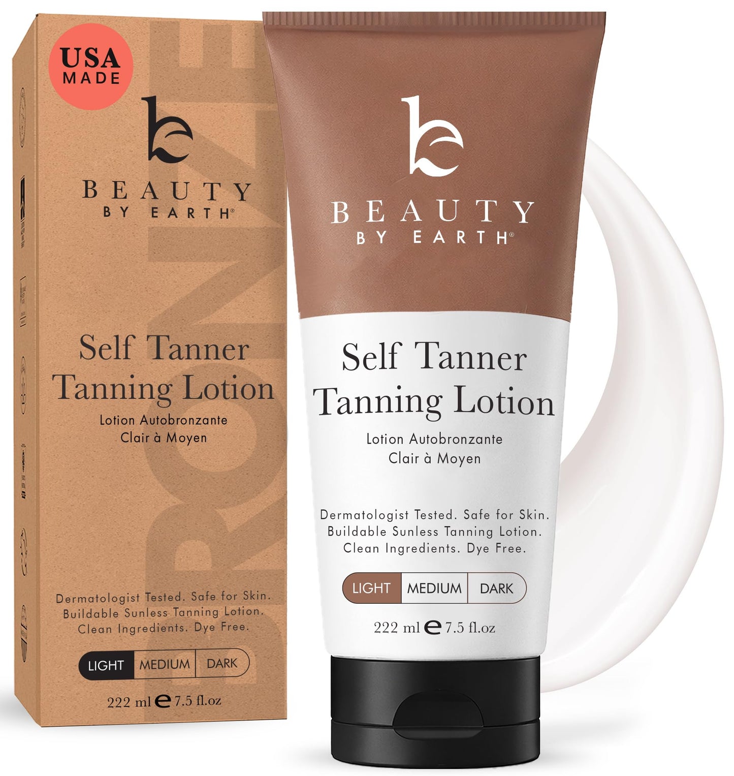 Beauty by Earth Self Tanner - USA Made with Natural & Organic Ingredients