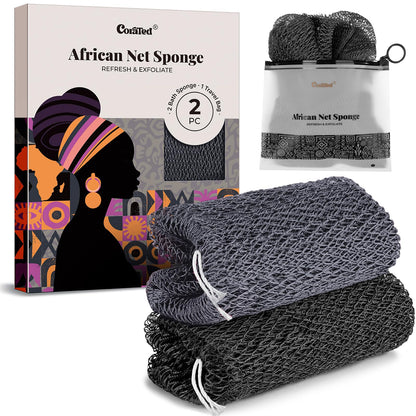 CORATED African Net Sponge with Knots Authentic, Shower Loofah Bath Sponge