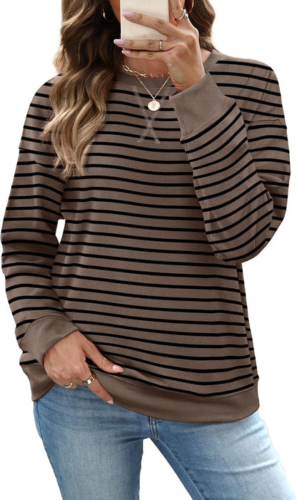 RUMIA Women's Crew Neck Sweatshirt Long Sleeve Tops for Women Fall Clothes
