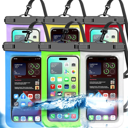 Waterproof Phone Pouch,2 Pack Black White Phone Waterproof Case,Cell Phone Dry Bag,Protection Level: IP68,Beach Cruise for Apple iPhone,Samsung,and More,Lanyard Included,(Fits Up to 8.3”),Black,White