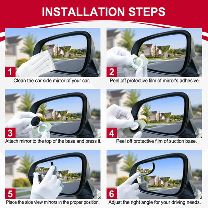 LivTee Blind Spot Mirror, 2" Round HD Glass Frameless Convex Rear View Mirrors Exterior Accessories with Wide Angle Adjustable Stick for Car SUV and Trucks, Pack of 2