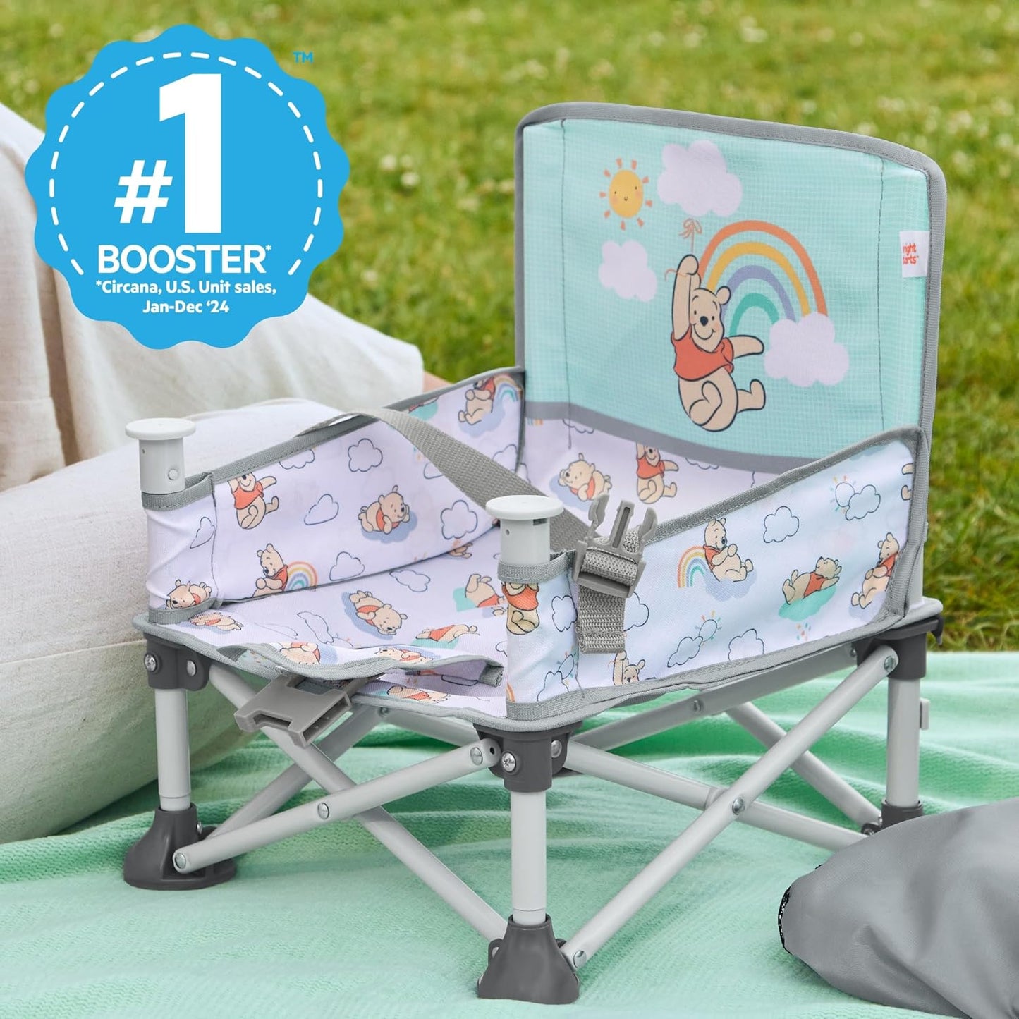 Bright Starts Pop 'N Sit Portable Booster, Indoor/Outdoor Use, Floor Seat with Feeding Tray, Teal, 6 Mos - 3 Yrs