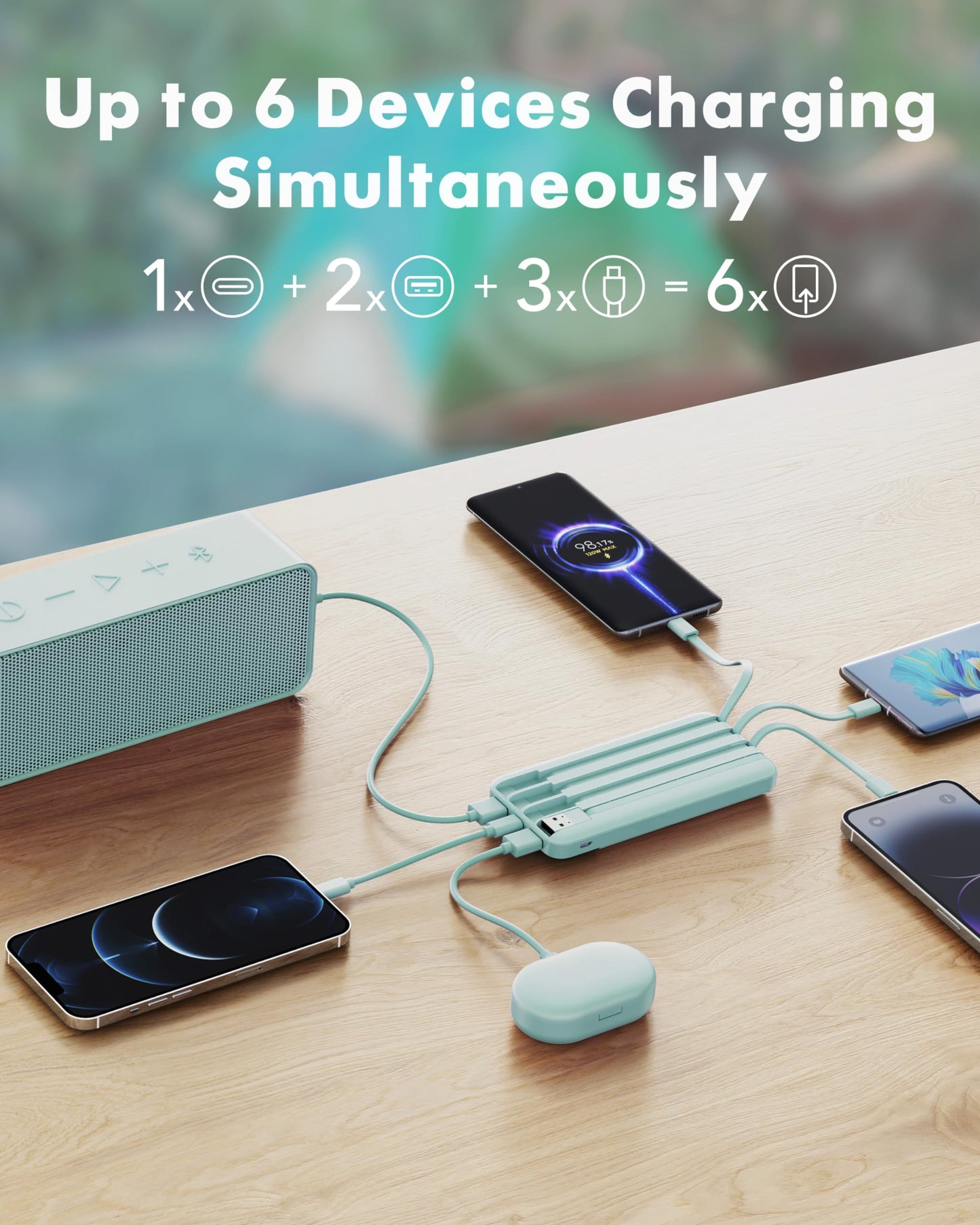 charmast Power Bank Portable Charger with Reinforced Built-in 4 Cables