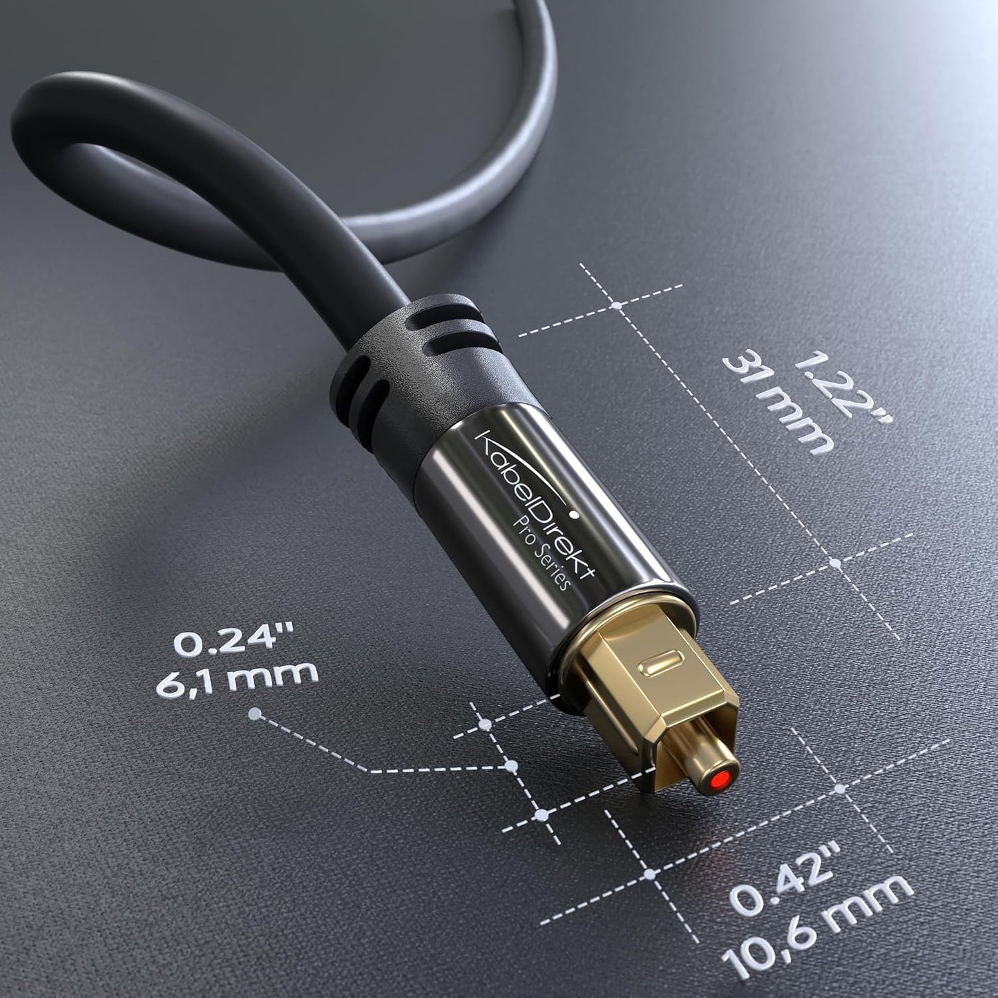 KabelDirekt TOSLINK – Optical Audio Cable – 1.5ft – Soundbar