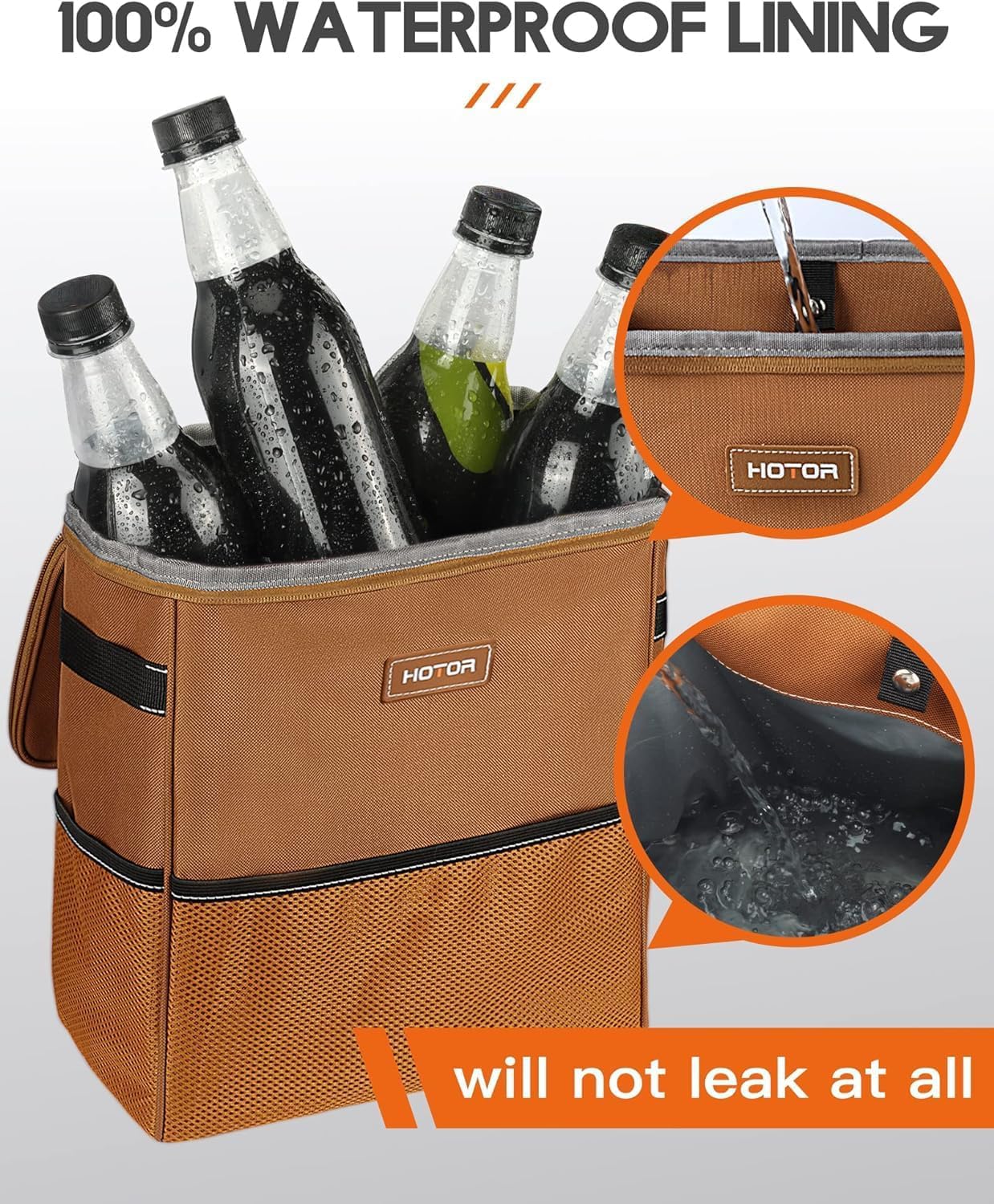 HOTOR Car Trash Can, Leakproof Car Organizer, 2-Gallon, Black