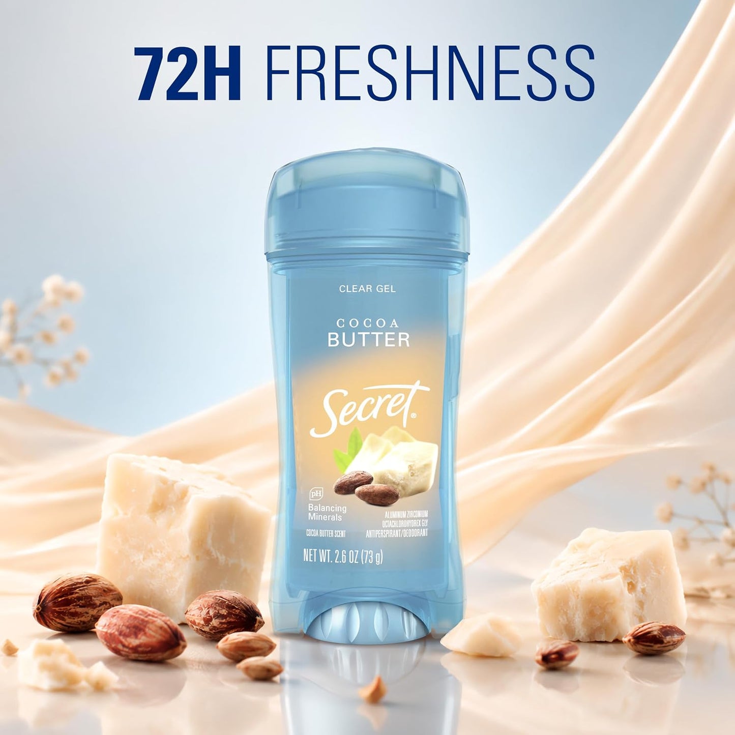 Secret Fresh Antiperspirant Deodorant for Women, 72hr Freshness on the Rocks with Pro-Hyaluronic Acid, Miami Mocktails Edition, Clear Gel, Pineapple Paradise with Pineapple & Coconut Scent, 2.6 oz