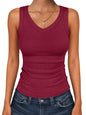 ANRABESS Tank Tops for Women V Neck Summer Sleeveless Ribbed Knit