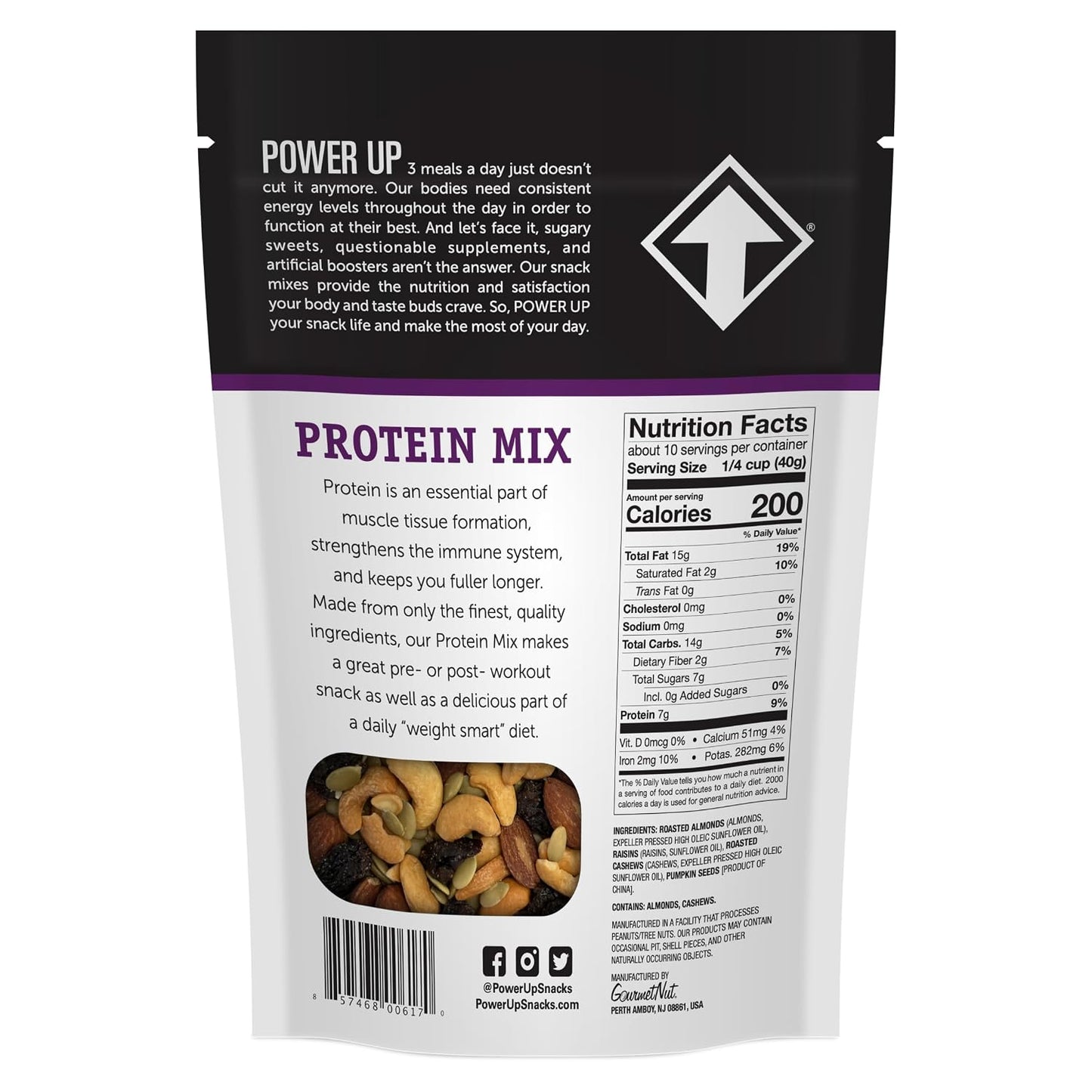 Power Up Trail Mix, Mega Omega Trail Mix, Non-GMO, Vegan, Gluten Free, No Artificial Ingredients, Gourmet Nut, 14 Ounce Bag