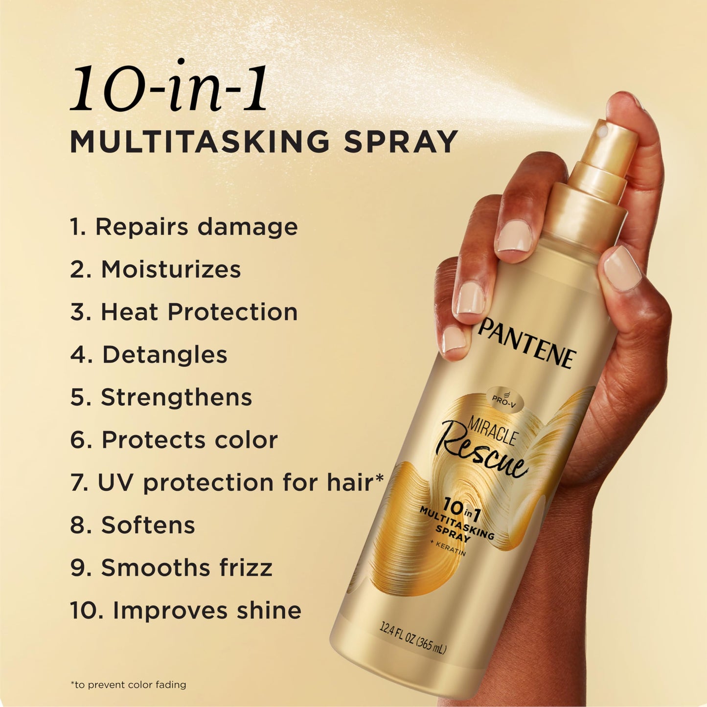 Pantene Miracle Rescue 10-in-1 Multitasking Spray, Heat Protection, 5.7 oz