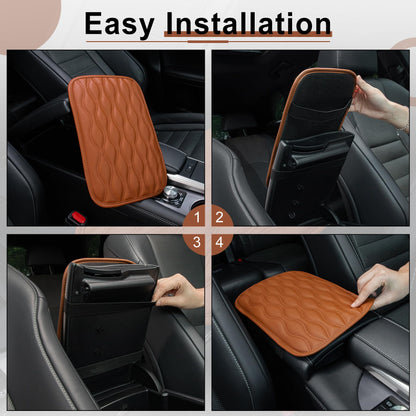 Amiss Car Center Console Cover, Upgraded Leather Car Armrest Cushion with 2 Storage Pockets, Universal Waterproof Cushion Pad, Non-Slip Car Interior Accessories, Fits Most Sedans SUVs Trucks (Black)