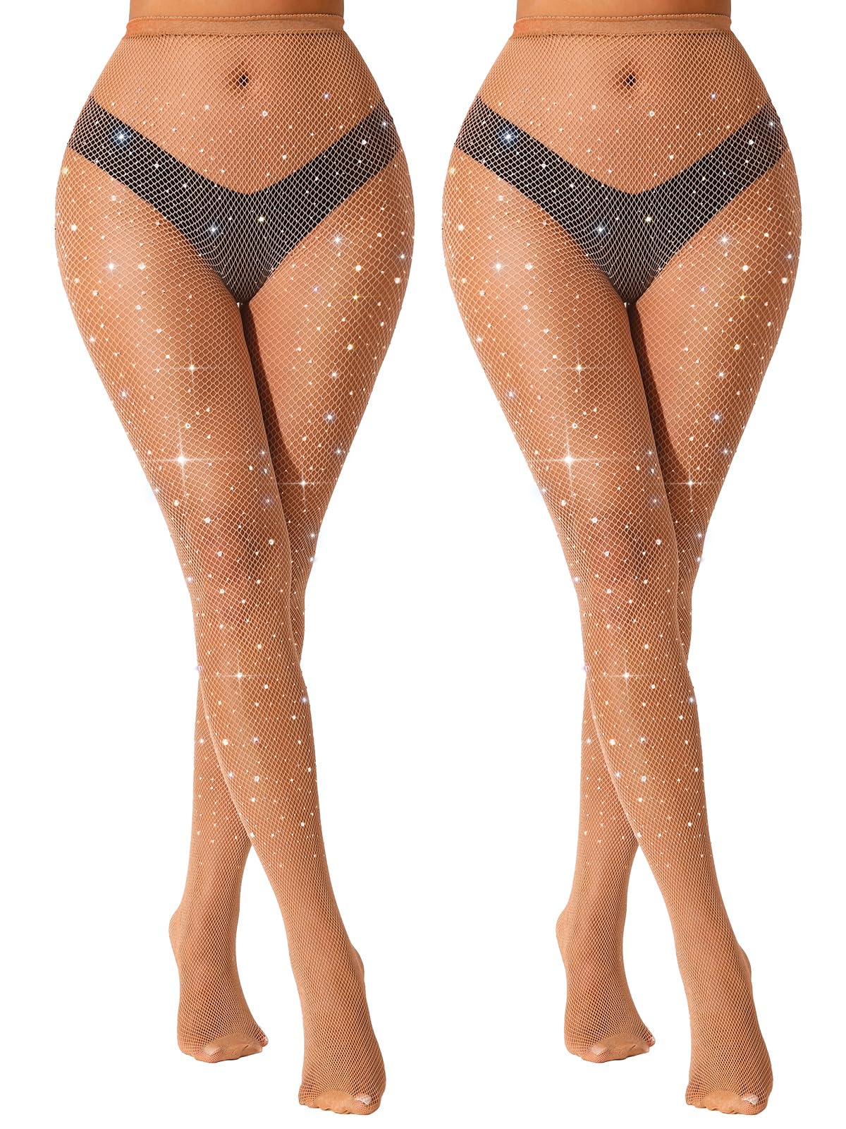 VEBZIN Sparkly Fishnets Stockings High Waist Tights for Women