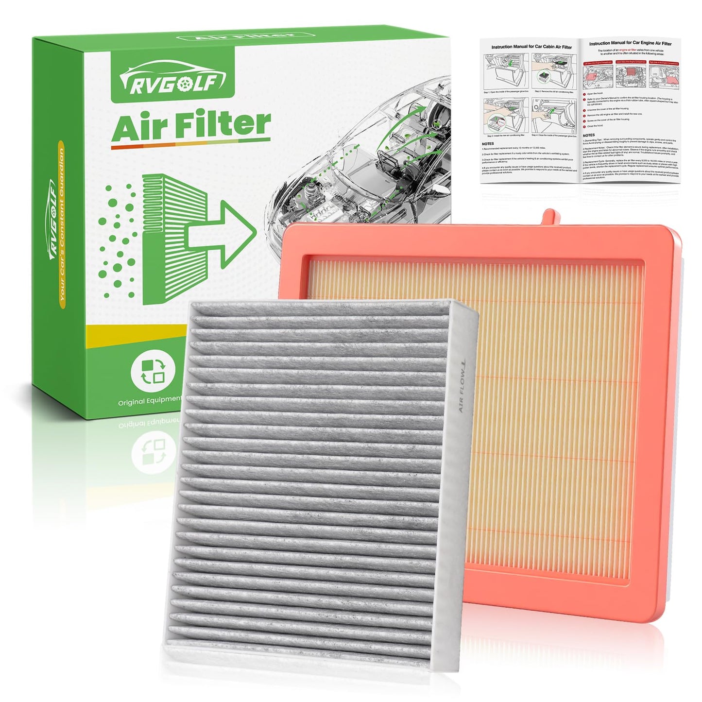 Engine+Cabin Air Filter Fit for 2014-2020 Rogue, 2017-2022 Rogue Sport