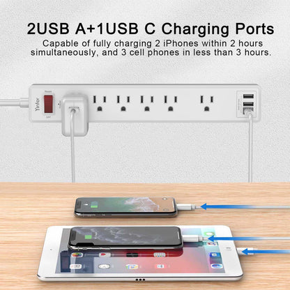 Yintar 6Ft Surge Protector Power Strip with 8 Outlets and 4 USB Ports