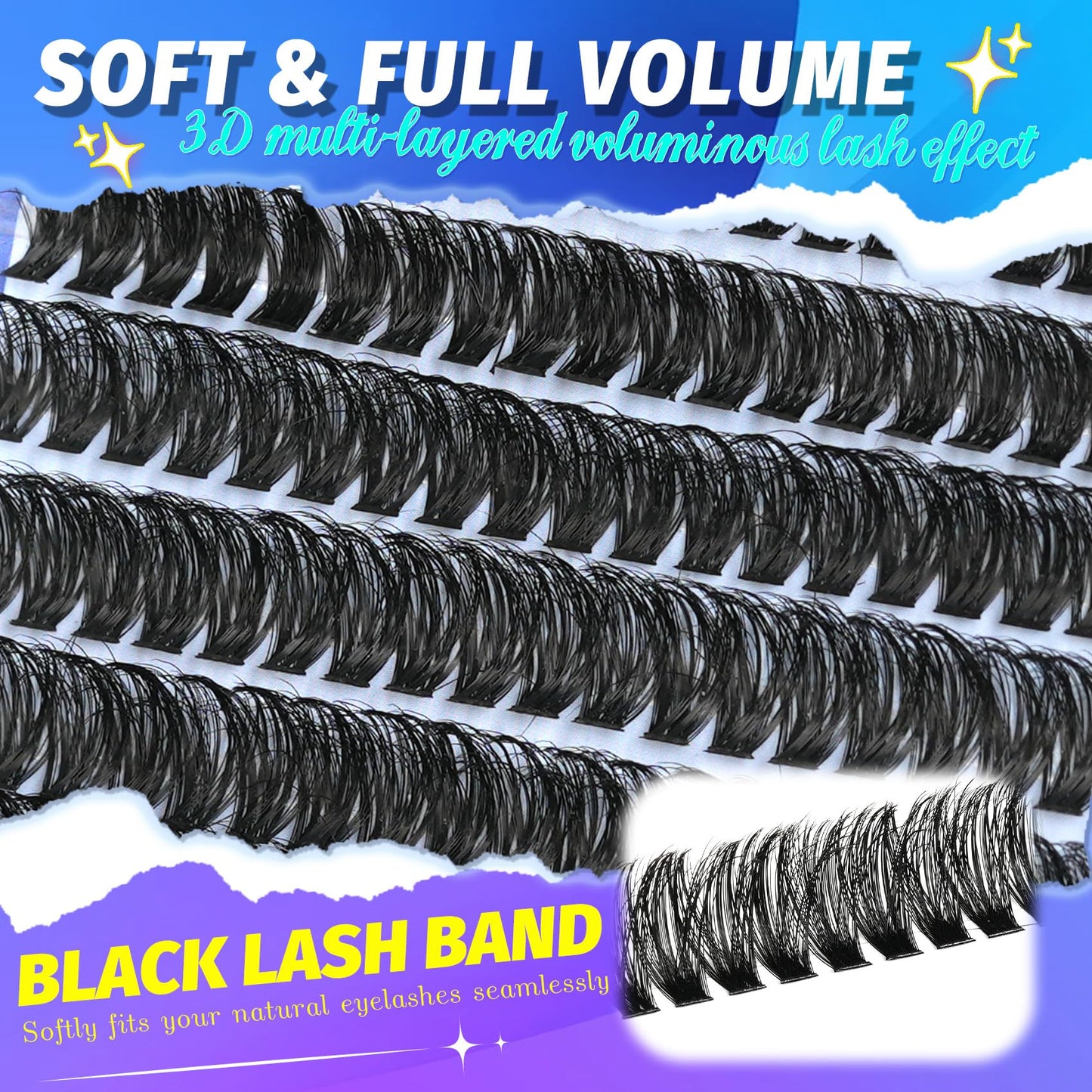Lash Clusters Wispy 100D Eyelash Clusters 10-18mm Fluff Cluster Eyelash Extensions D Curl No Plastic Feel Individual Lashes Extension 204 Pcs Versatile False Eyelashes Clusters