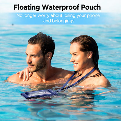 CACOE Floatable Waterproof Phone Pouch 2 Pack Up to 7.0",White+Blue