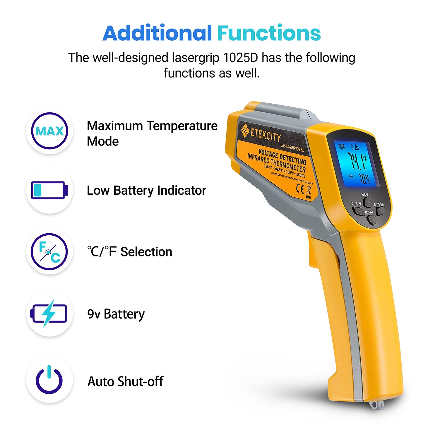 Etekcity Infrared Thermometer Laser Temperature Gun 774