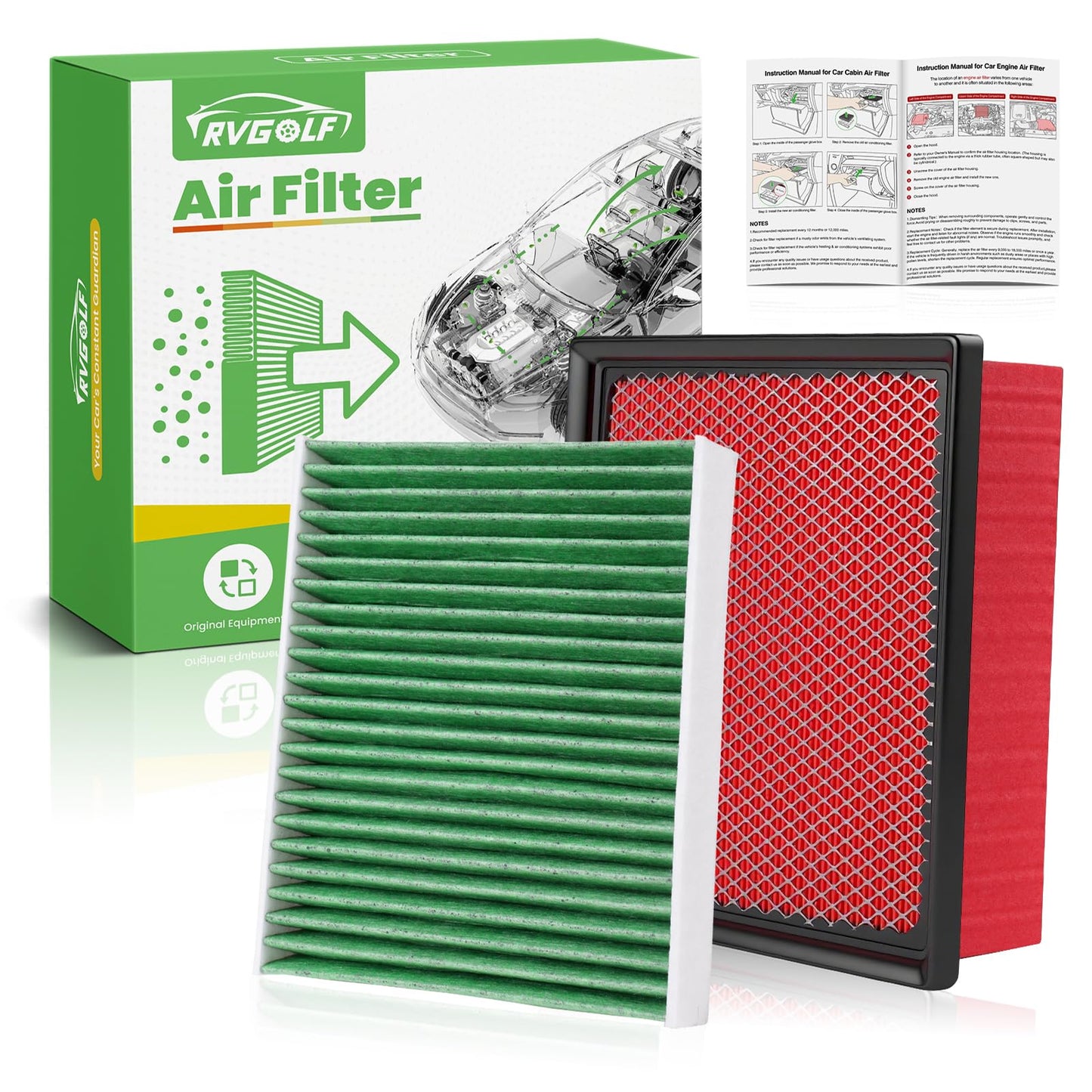 Engine+Cabin Air Filter Fit for 2014-2020 Rogue, 2017-2022 Rogue Sport