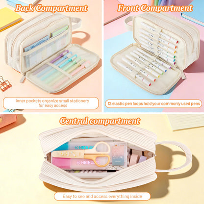 Cute Big Pencil Case Pouch Bag with Handle for Teen Girls Boy Gift