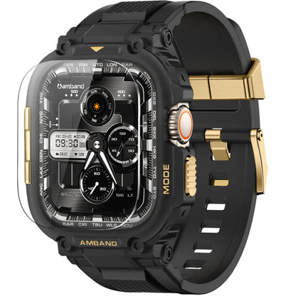 amBand Bands Compatible with Apple Watch 9/8/7/6/5/4 & SE 3/2/1 45mm/44mm Case for Men, M1 Sport Series Rugged Case Protective Cover for iWatch SE3/SE2/6/SE/5/4 44/45 mm Men Black