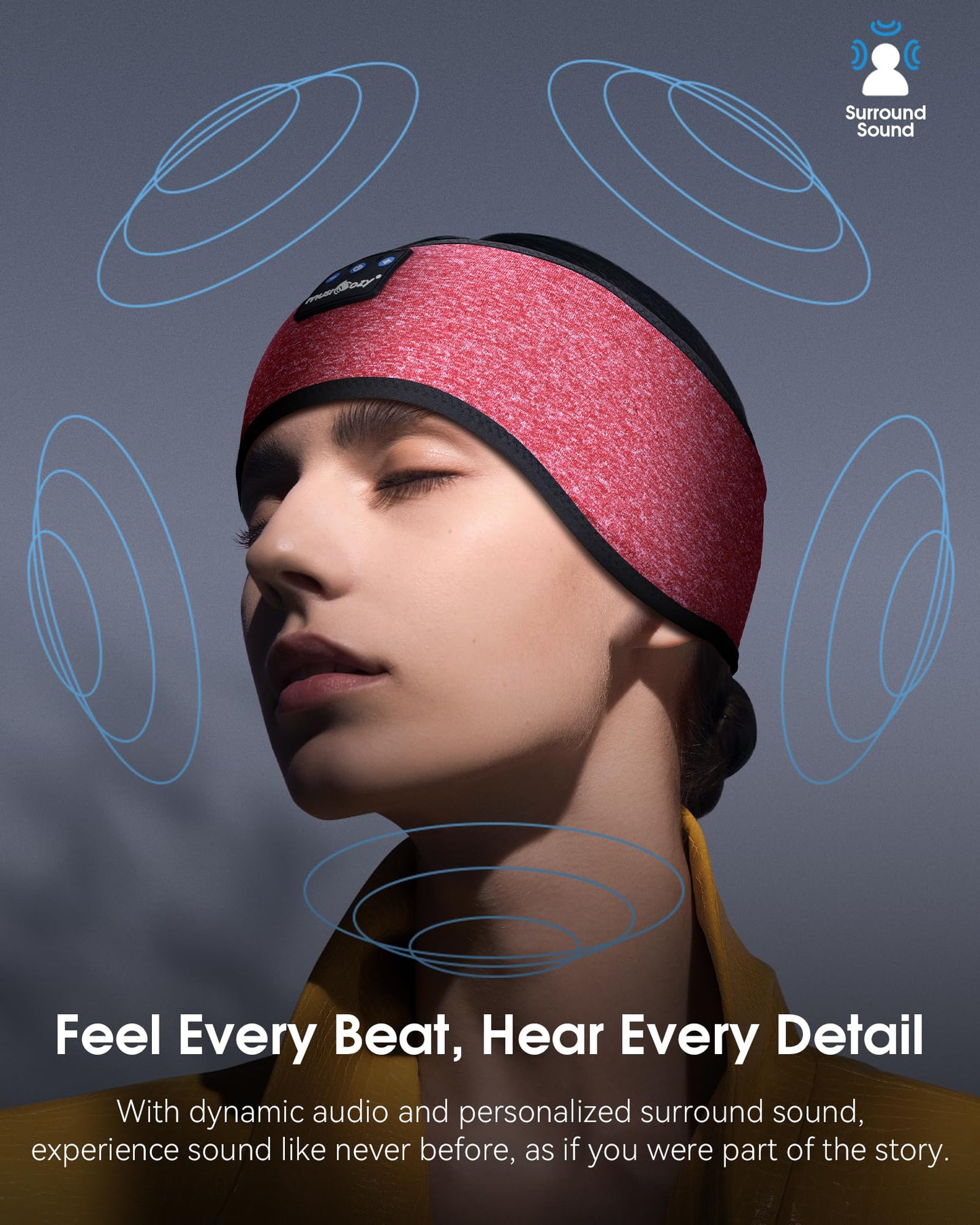 MUSICOZY Sleep Headphones Bluetooth Headband Headphones for Side Sleepers