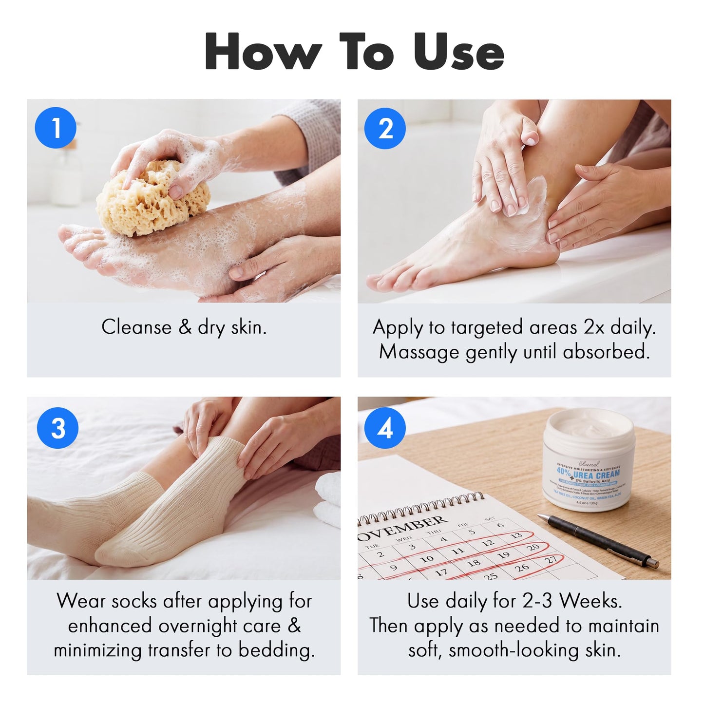Ebanel Urea Cream 40% plus Salicylic Acid 2% for Dry Cracked Feet Skin, 2PK