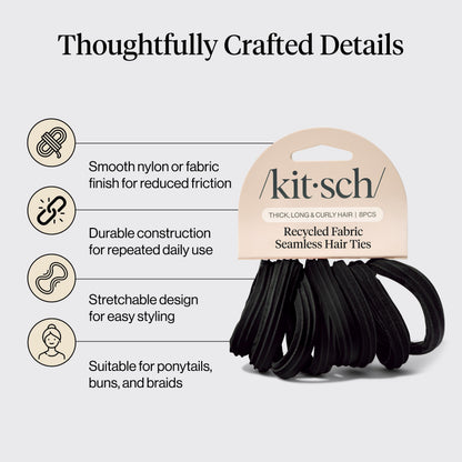 Kitsch Elastic Hair Ties No Damage | Stretchable Hair Bands - Neutral 12pcs