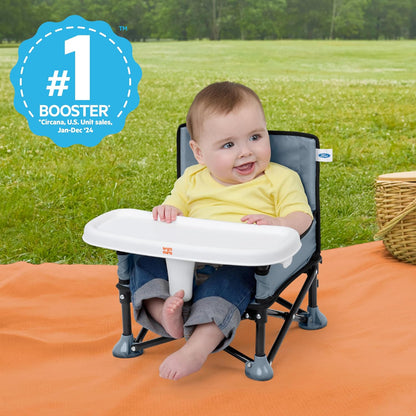 Bright Starts Pop 'N Sit Portable Booster, Indoor/Outdoor Use, Floor Seat with Feeding Tray, Teal, 6 Mos - 3 Yrs