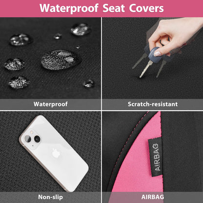 CAR PASS Waterproof Car Seat Covers Front Seats Only with 5mm Composite EVA, Neoprene Car Seat Cover with Separate Headrest Cover, Quick Setup Universal Fit for Car SUV Trucks,Airbag Compatible（Gray