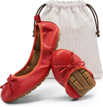 DREAM PAIRS Women's Foldable Bowknot Ballet Flats