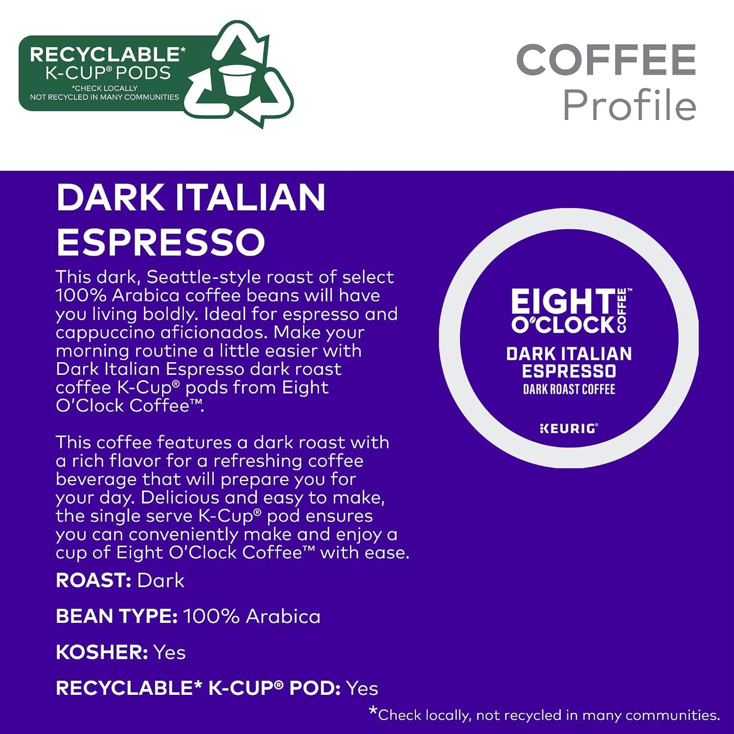 Eight O'Clock Coffee Hazelnut, Single-Serve Keurig K-Cup Pods, Flavored Medium Roast Coffee Pods, 96 Count