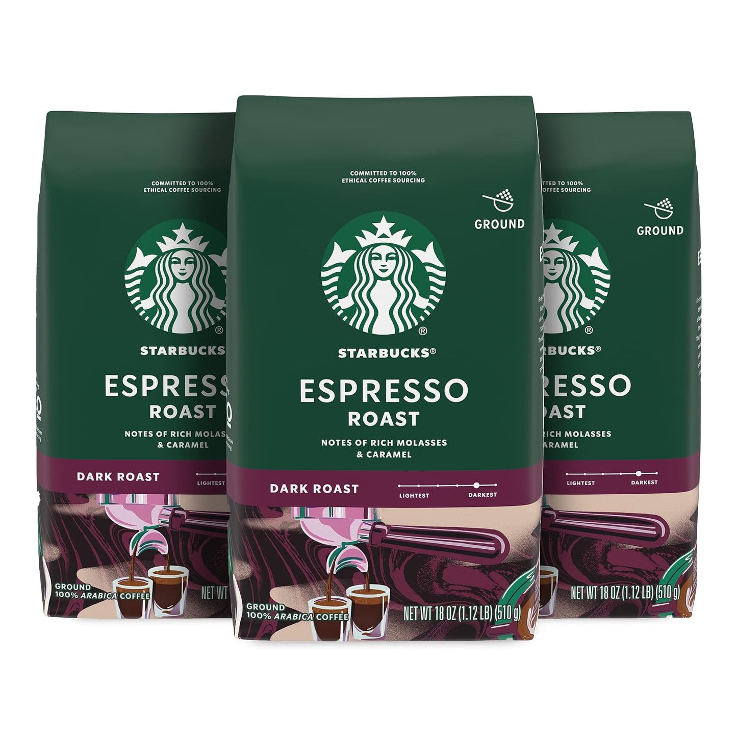 Starbucks Ground Coffee, Dark Roast Coffee, Italian Roast, 100% Arabica, 1 bag (18 oz)