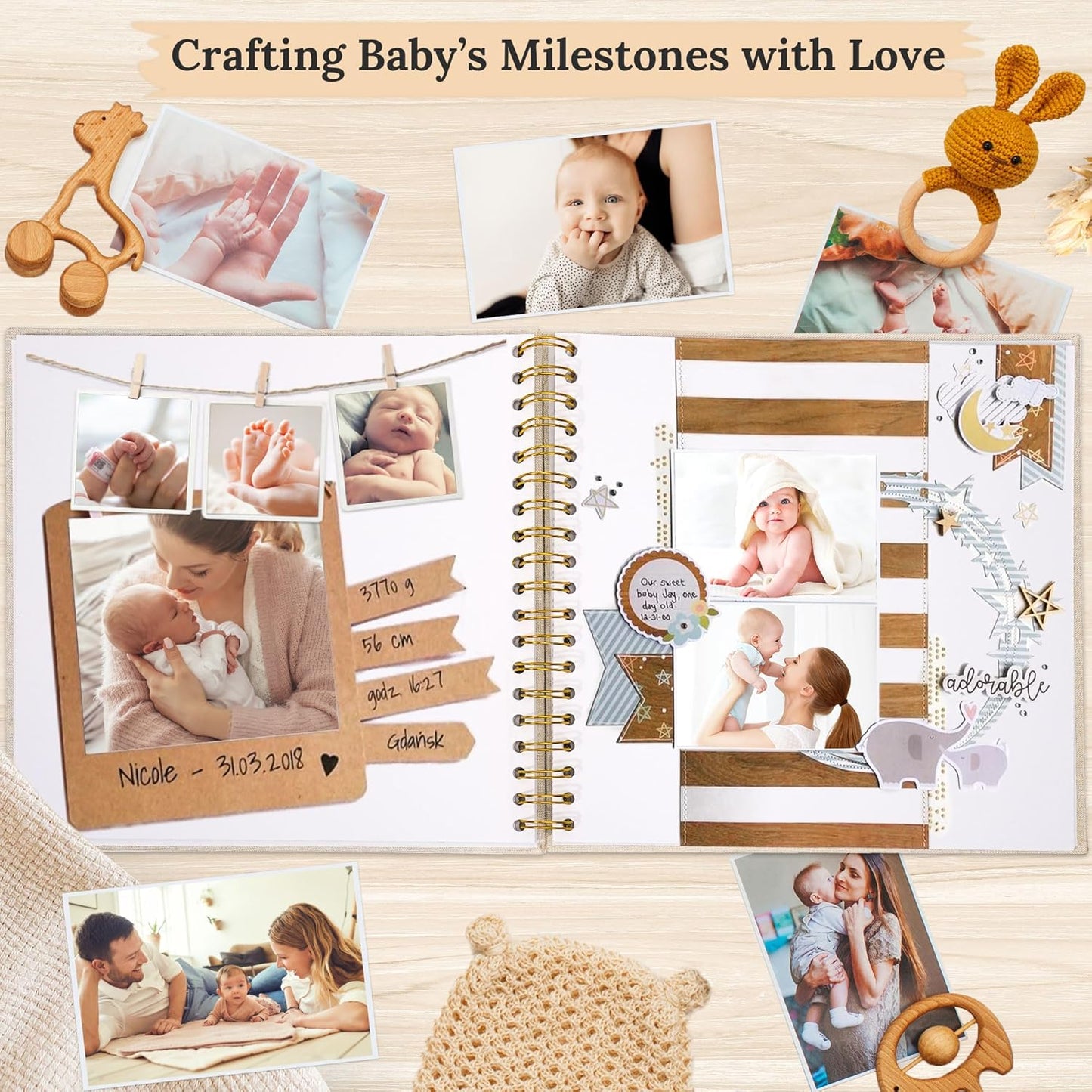 12"x12" Scrapbook Photo Album Linen Cover 40 Sheets 80 Pages White Paper