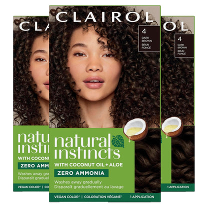 Clairol Natural Instincts Demi-Permanent Hair Dye, 4 Dark Brown | 1 Pack