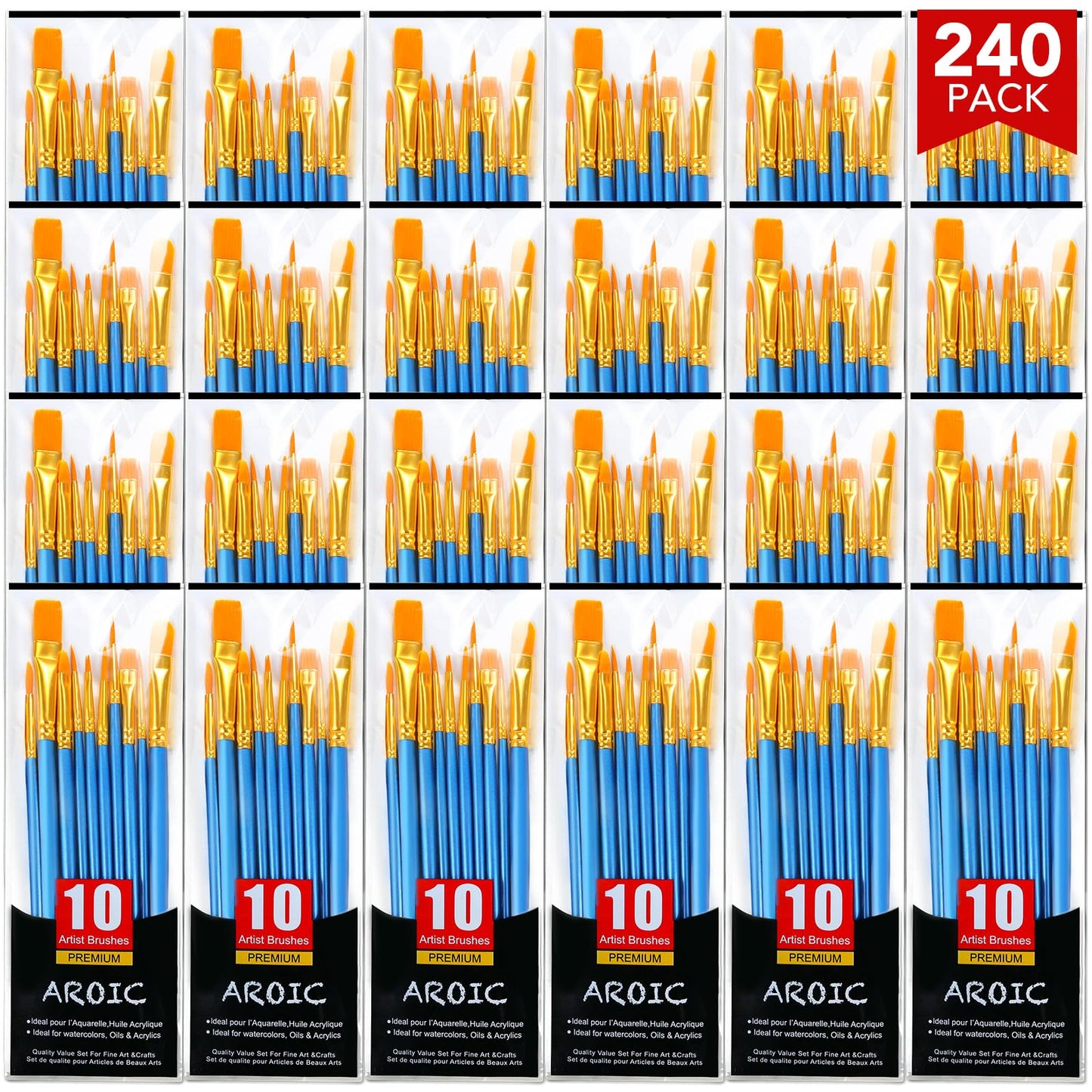 AROIC 10 Pcs Paint Brushes, Acrylic Oil Watercolor Painting Brush Set