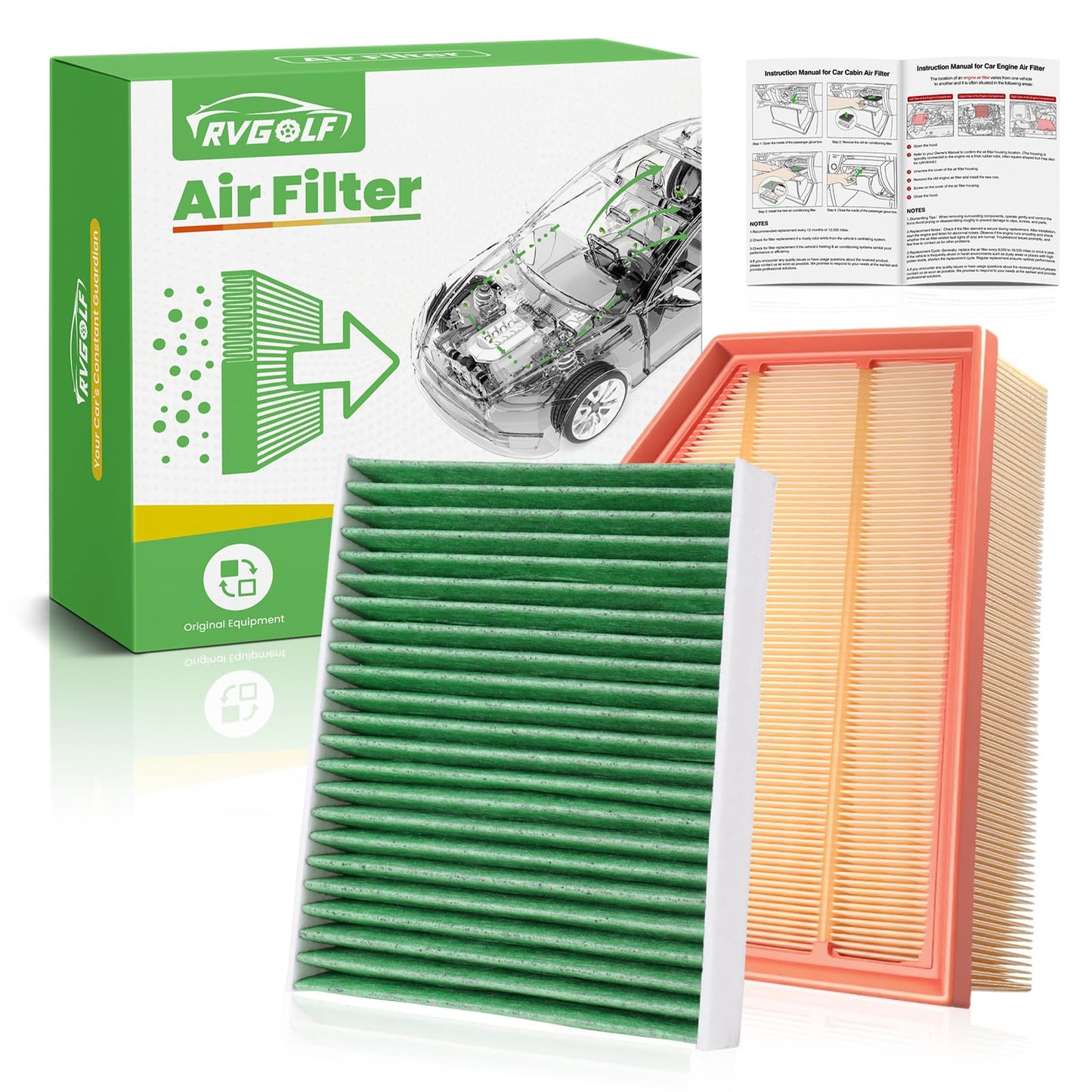 Engine+Cabin Air Filter Fit for 2014-2020 Rogue, 2017-2022 Rogue Sport