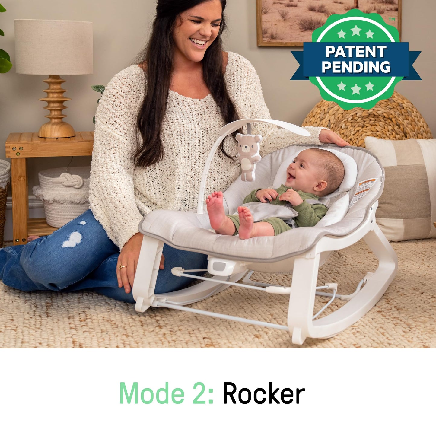Ingenuity Keep Cozy 3-in-1 Grow with Me Vibrating Baby Bouncer, Seat & Infant to Toddler Rocker, Vibrations & -Toy Bar, 0-30 Months Up to 40 lbs (Weaver)