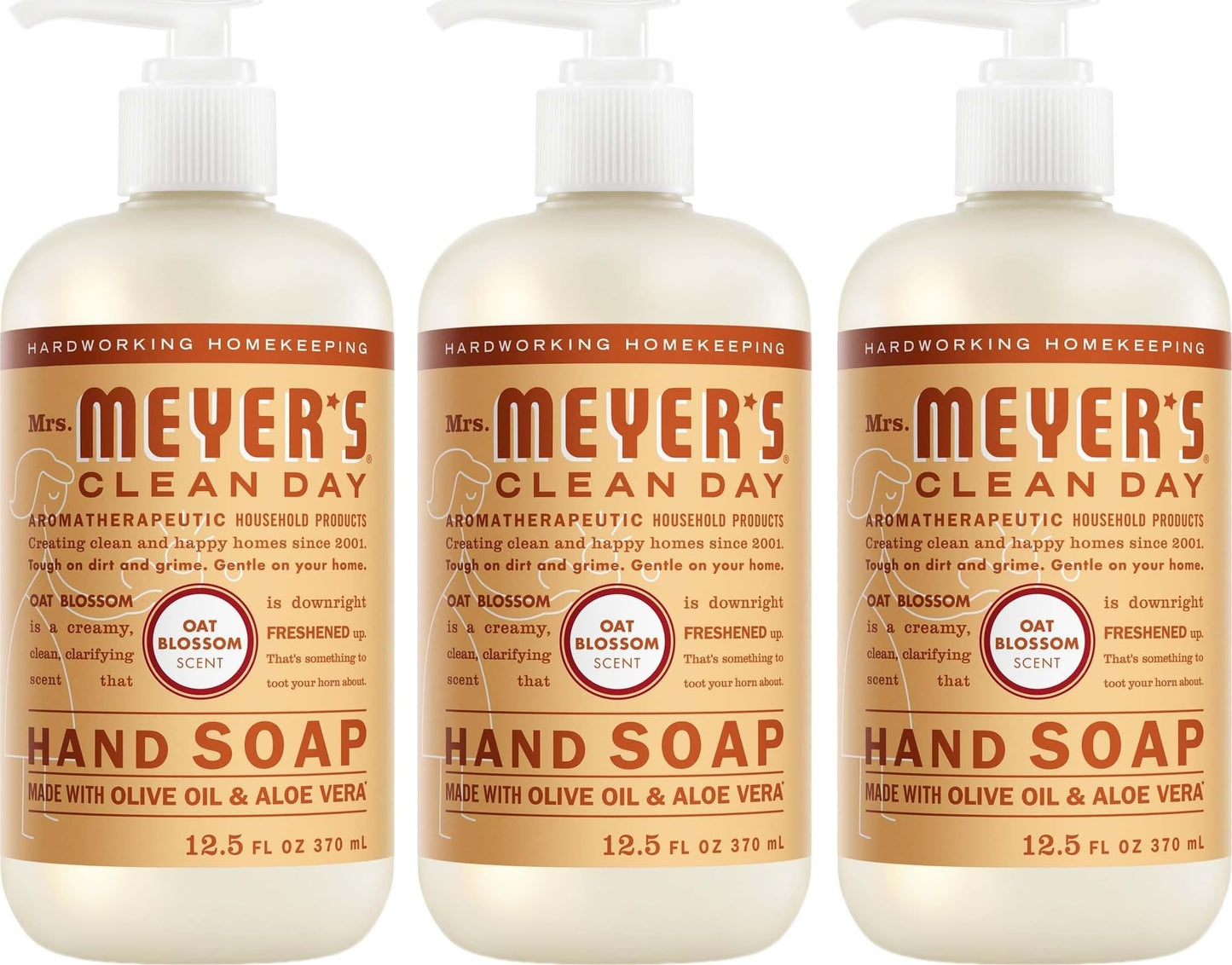 MRS. MEYER'S CLEAN DAY Hand Soap, Basil Scent, 12.5 Fl Oz Bottle - 3 Pack