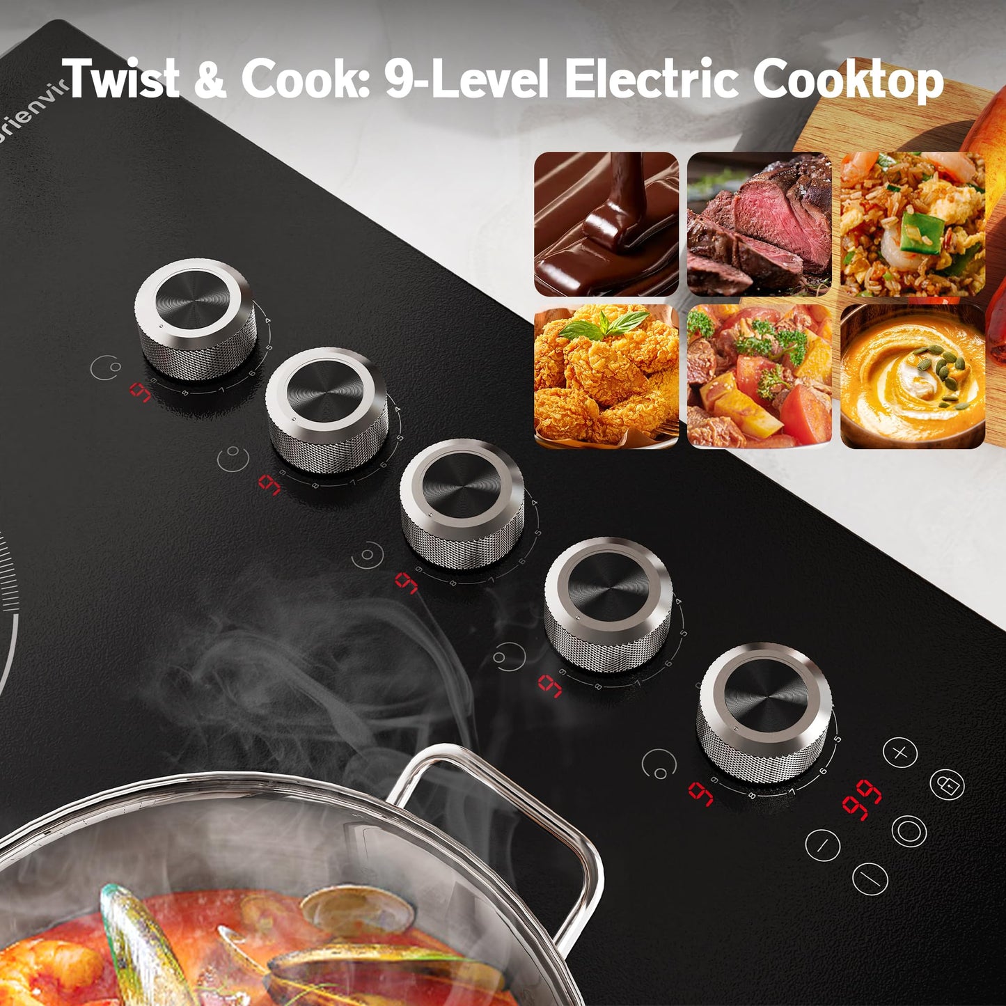 2 Burner Electric Cooktop 110V, 2000W, 24" Countertop & Built-in