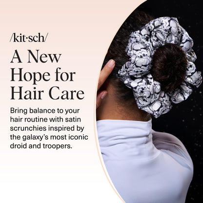 Kitsch Ultra-Petite Satin Scrunchies for Women - Eucalyptus, 6pcs